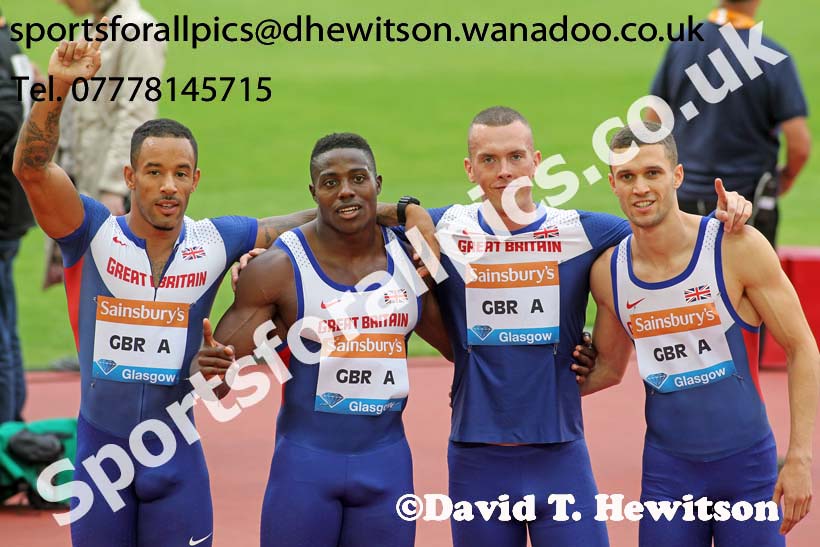 GB A 4 x 100 metres team  Glasgow Diamond League. Photo: David T. Hewitson/Sports for All Pics